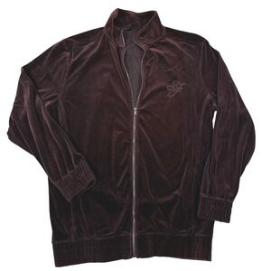 Sean John Velour Track Jacket Brown Full Zip Y2K Embroidered Logo Mens 3XLT